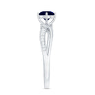 Rosec Jewels-Real 0.95 Carat Round Blue Sapphire Infinity Engagement Ring with Diamond