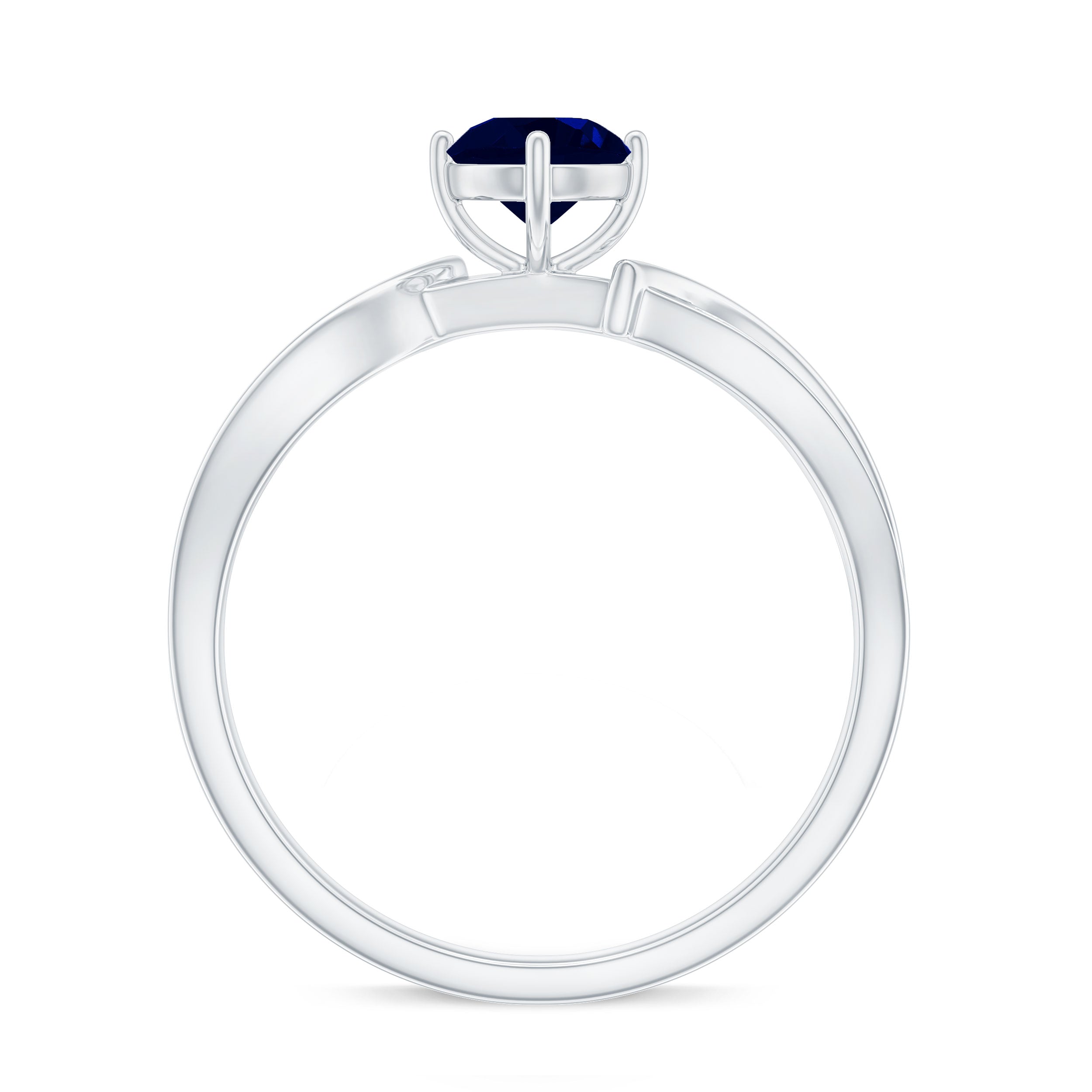 Rosec Jewels-Real 0.95 Carat Round Blue Sapphire Infinity Engagement Ring with Diamond