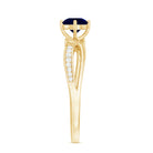Rosec Jewels-Real 0.95 Carat Round Blue Sapphire Infinity Engagement Ring with Diamond