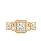 Rosec Jewels-Vintage Inspired Moissanite Halo Engagement Ring with Certificate
