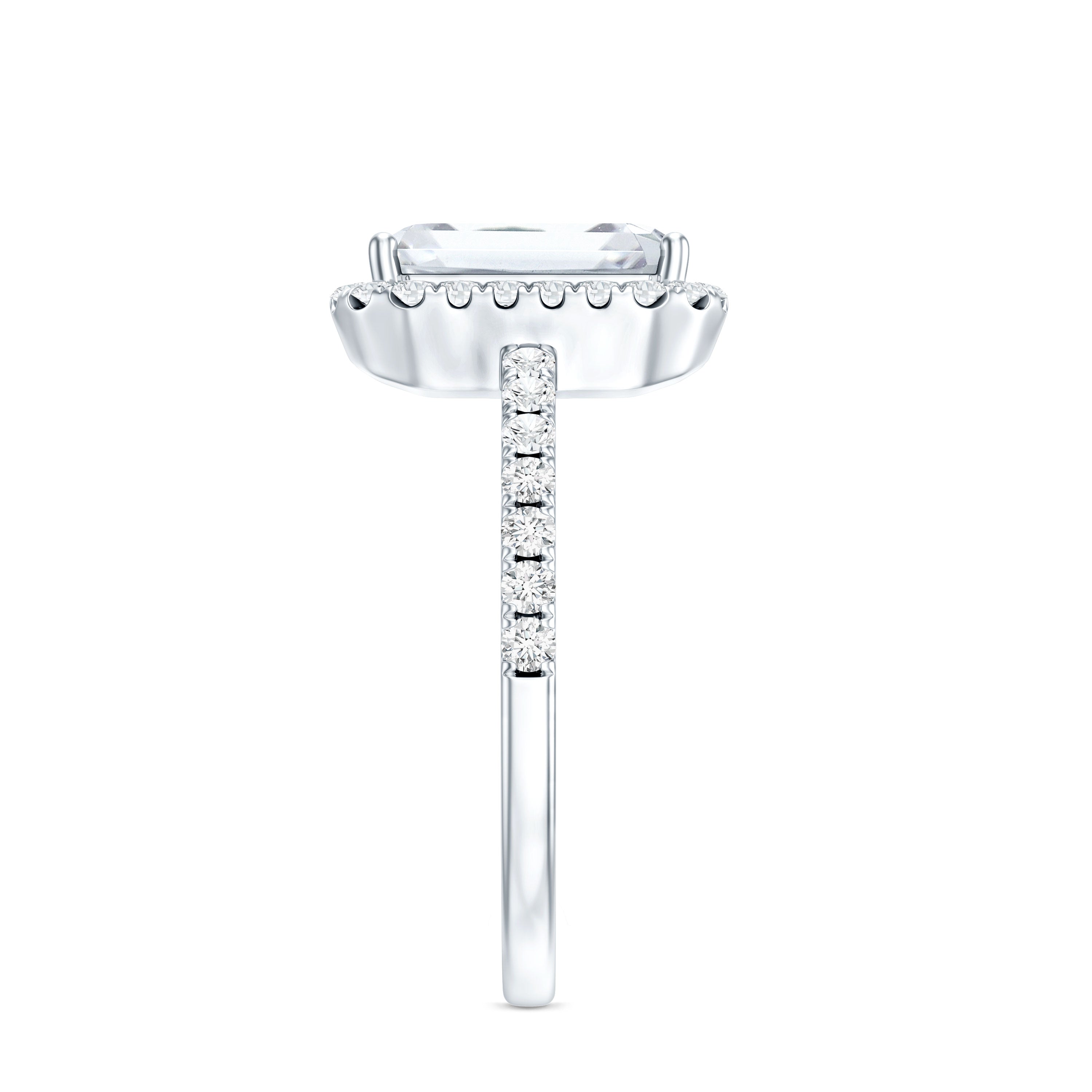 2.8 Carat Emerald Cut Cubic Zirconia Halo Engagement Ring AAAA - Rosec Jewels