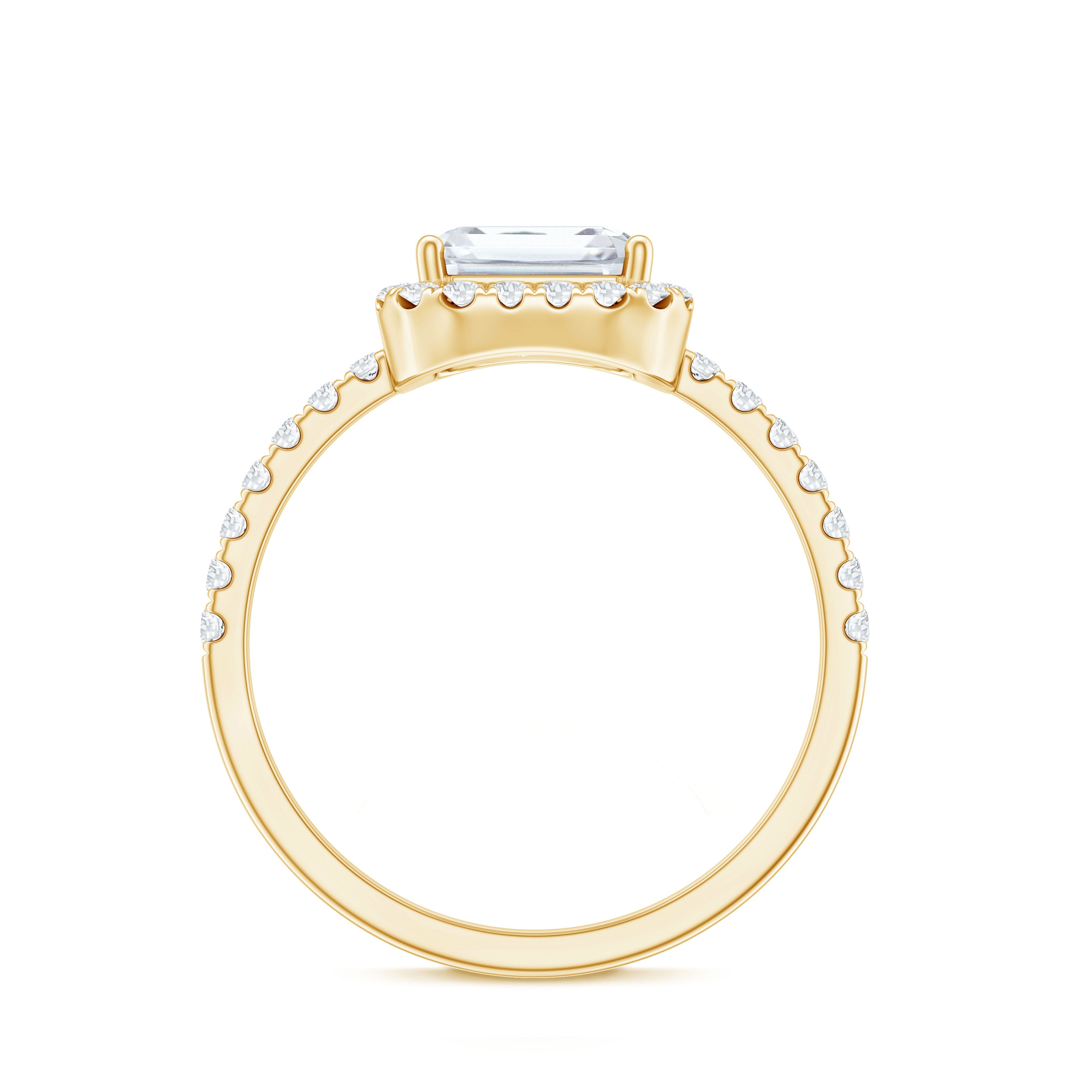 2.8 Carat Emerald Cut Cubic Zirconia Halo Engagement Ring AAAA - Rosec Jewels
