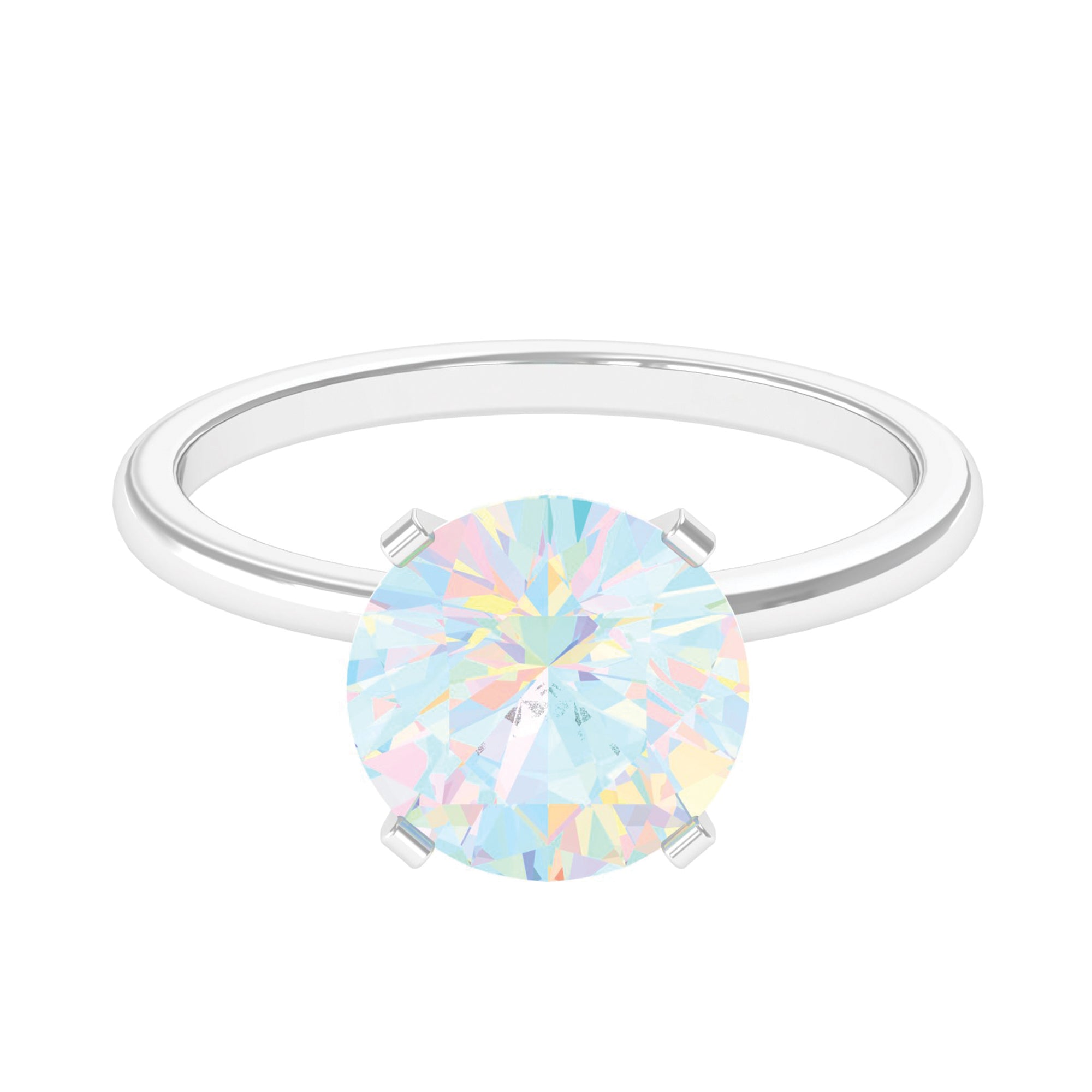 2 CT Round Cut Ethiopian opal Solitaire Engagement Ring in Peg Head Setting Ethiopian Opal - ( AAA ) - Quality - Rosec Jewels