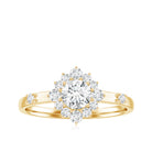 Round Moissanite Engagement Ring with Halo D-VS1 - Rosec Jewels