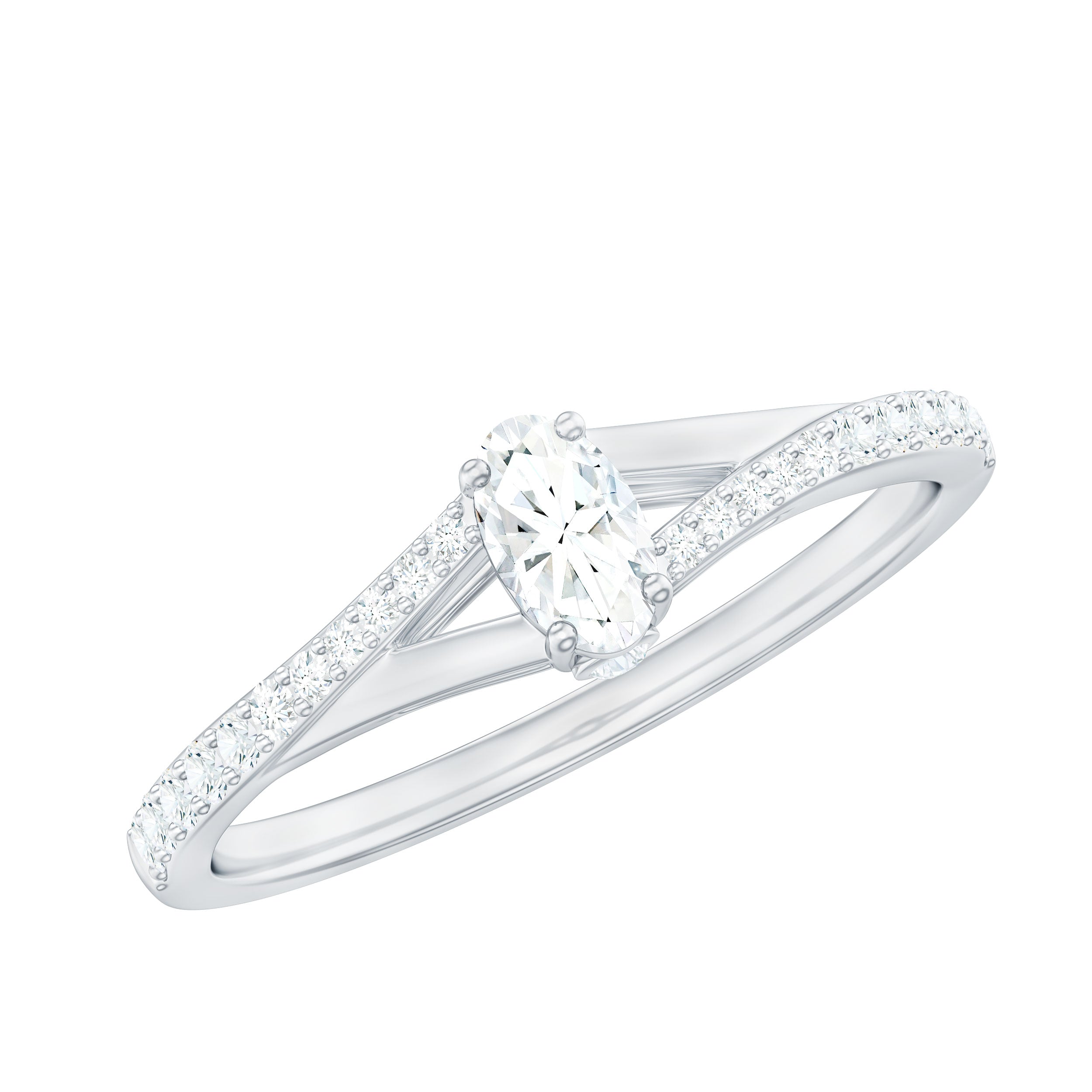 Minimal Split Shank Oval Simulated Diamond Engagement Ring