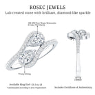 Pear Cut Moissanite 2 Stone Engagement Ring with Bypass Shank D-VS1 - Rosec Jewels