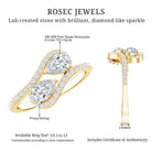 Pear Cut Moissanite 2 Stone Engagement Ring with Bypass Shank D-VS1 - Rosec Jewels