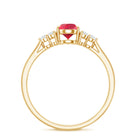 Pear Shaped Lab Ruby Engagement Ring with Diamond Trio AAAA - Rosec Jewels