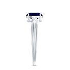 Rosec Jewels-Oval Shape Real Blue Sapphire Solitaire Ring with Diamond