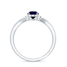Rosec Jewels-Oval Shape Real Blue Sapphire Solitaire Ring with Diamond