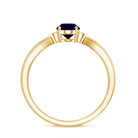 Rosec Jewels-Oval Shape Real Blue Sapphire Solitaire Ring with Diamond