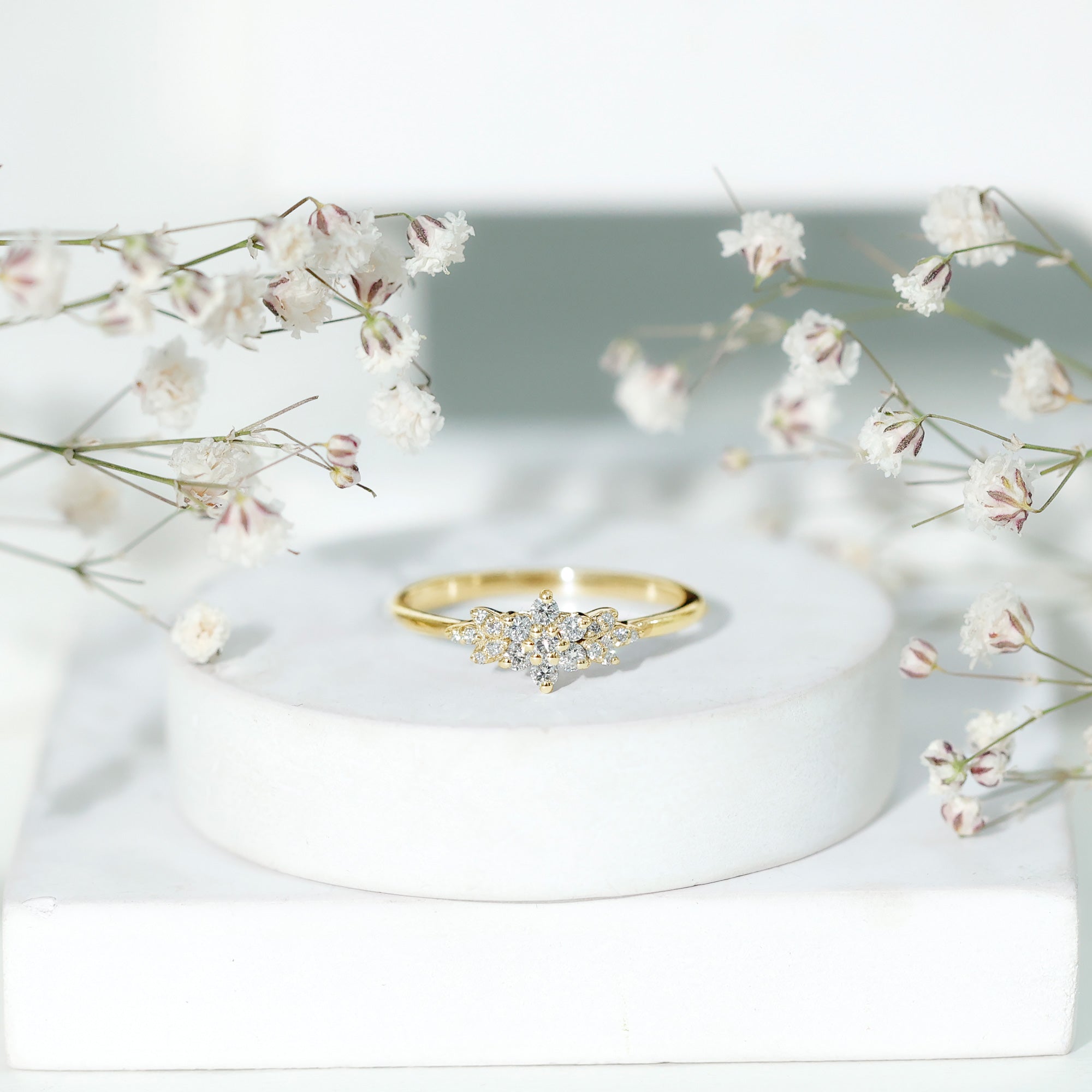 Rosec Jewels-Certified Moissanite Flower Cluster Ring for Women