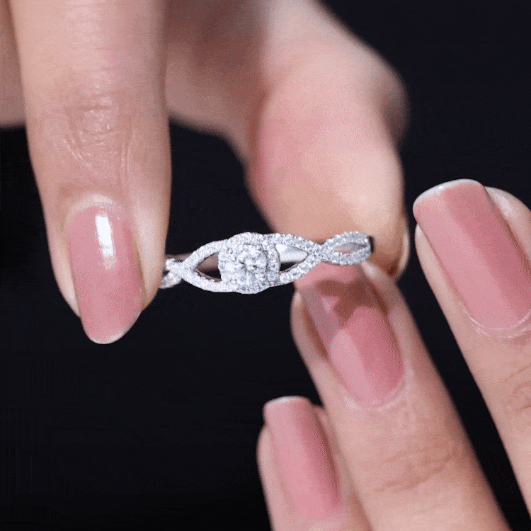 Round Shape Moissanite Crossover Engagement Ring for Women D-VS1 - Rosec Jewels