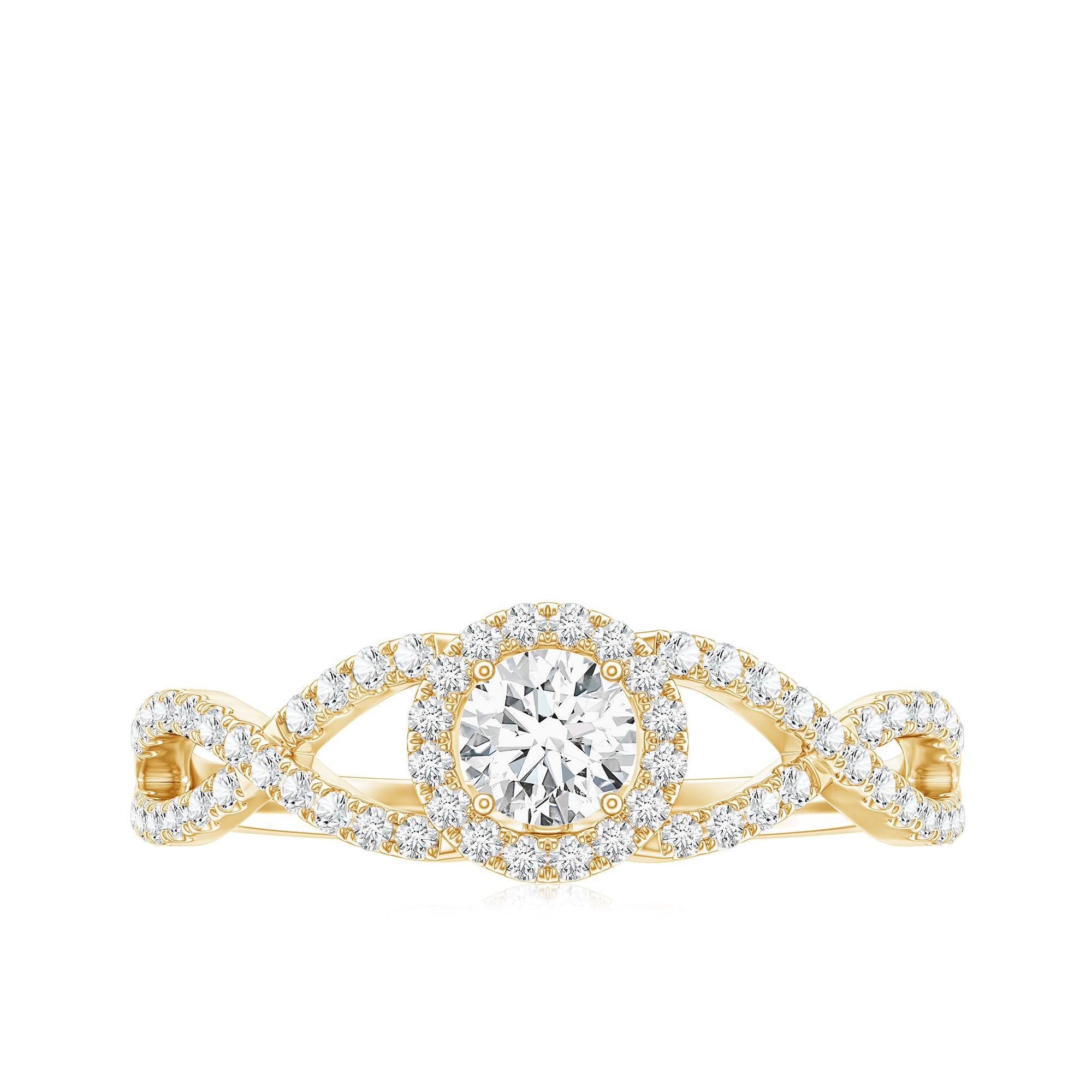 Round Shape Moissanite Crossover Engagement Ring for Women D-VS1 - Rosec Jewels