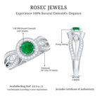 Real Emerald Diamond Vintage Looking Engagement Ring with Split Shank AAA - Rosec Jewels