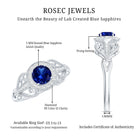 Certified 0.6 Carat Lab Grown Blue Sapphire Retro Engagement Ring with Diamond AAAA - Rosec Jewels