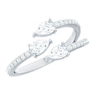 East West Style Moissanite 3 Stone Wrap Ring D-VS1 - Rosec Jewels