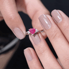 Rosec Jewels-Real 0.6 Carat Ruby Diamond Heart Promise Ring with Bypass Shank
