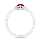 Rosec Jewels-Real 0.6 Carat Ruby Diamond Heart Promise Ring with Bypass Shank