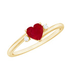 Rosec Jewels-Real 0.6 Carat Ruby Diamond Heart Promise Ring with Bypass Shank