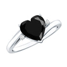 Heart Shaped Black Onyx Engagement Ring with Diamonds AAA - Rosec Jewels