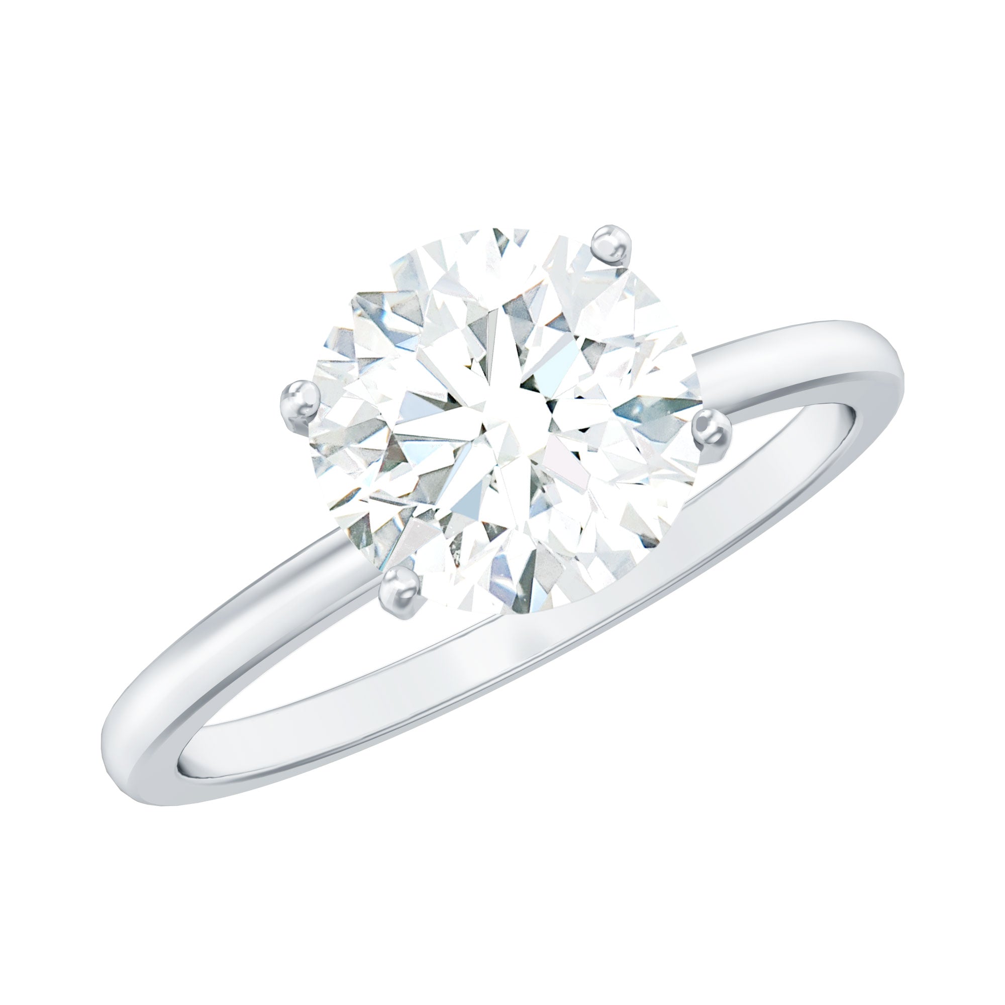2 CT Simple Round Zircon Solitaire Ring in Peg Head Setting