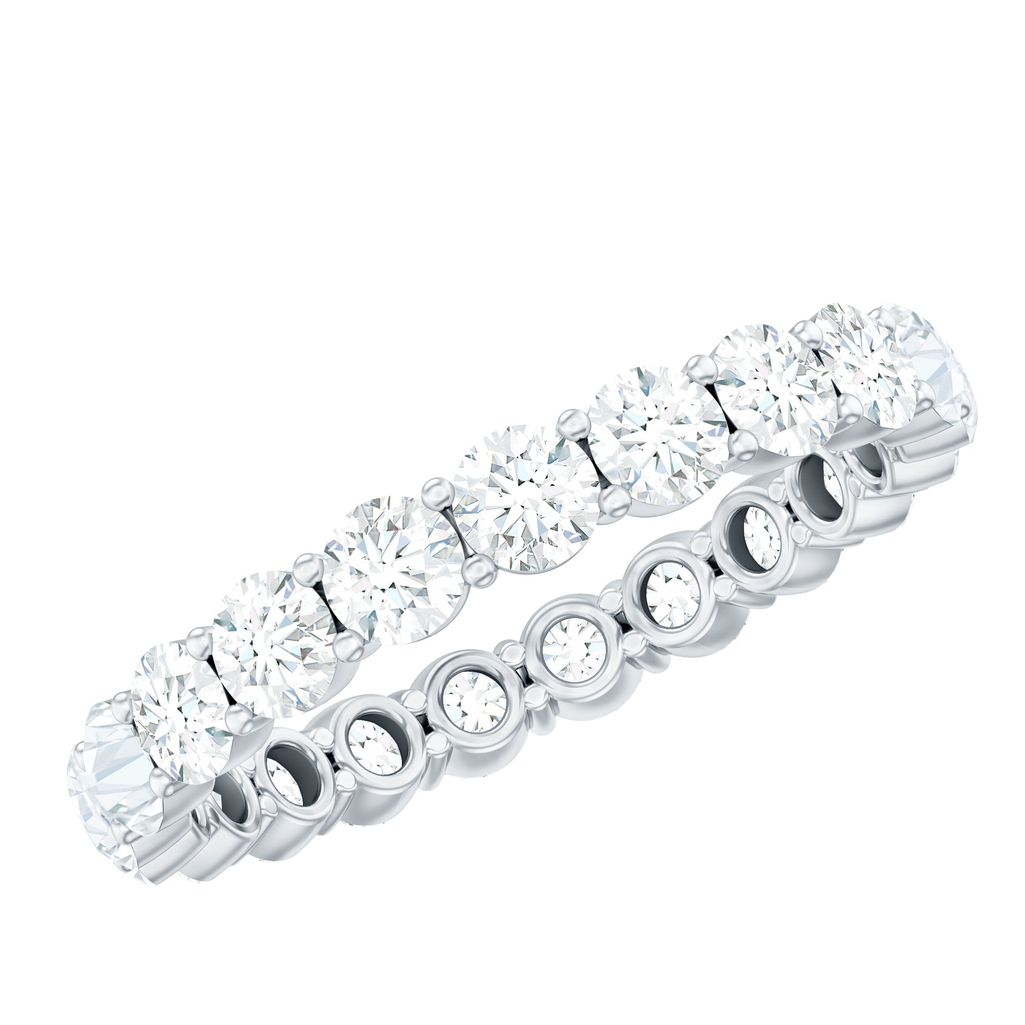 Round Cubic Zirconia Full Eternity Band Ring in Gold