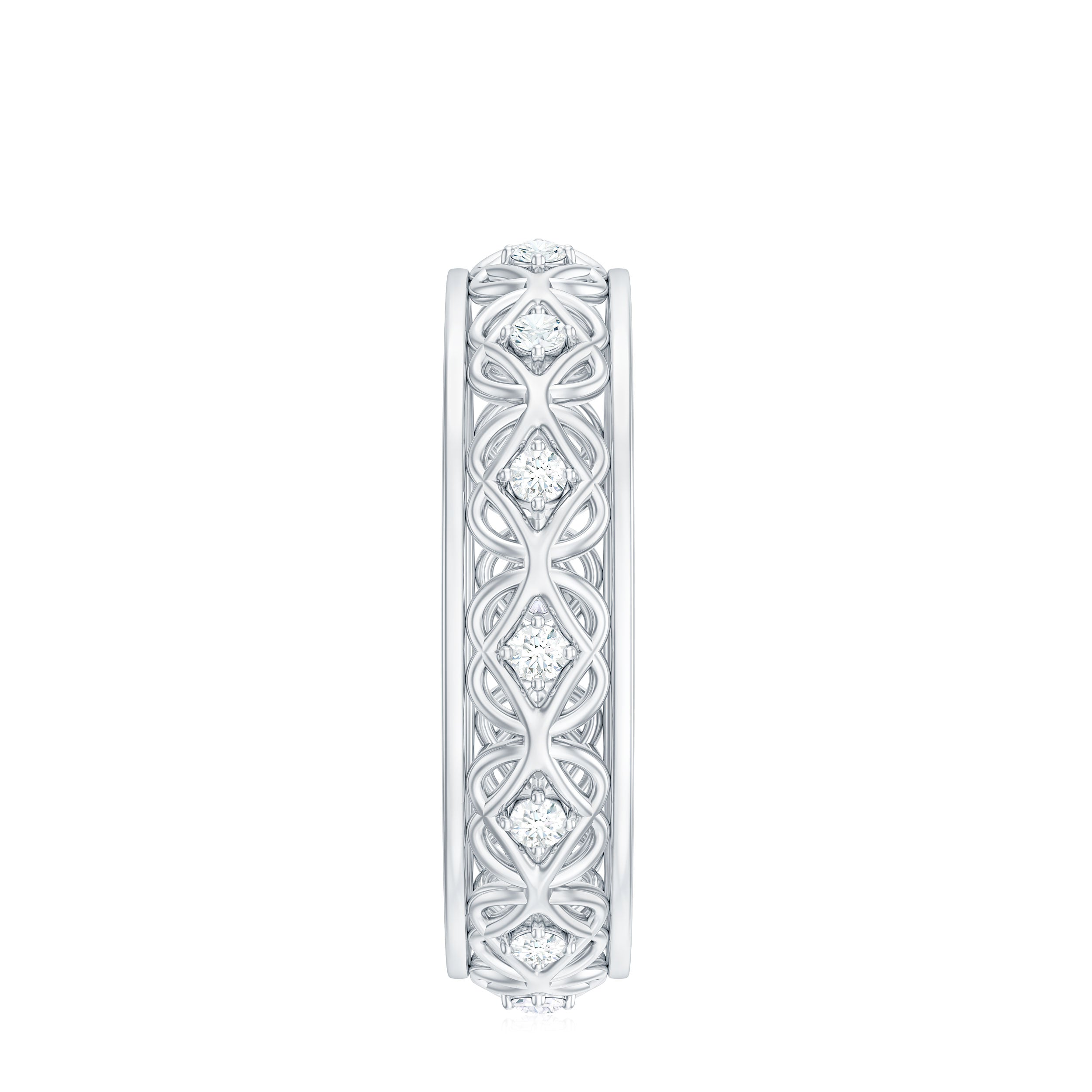 Vintage Inspired Zircon Celtic Knot Full Eternity Band Ring in Gold AAAA - Rosec Jewels