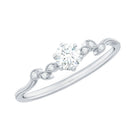 Minimalist Moissanite Leaf Promise Ring with Beaded Detail D-VS1 - Rosec Jewels