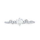 Minimalist Moissanite Leaf Promise Ring with Beaded Detail D-VS1 - Rosec Jewels