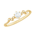 Minimalist Moissanite Leaf Promise Ring with Beaded Detail D-VS1 - Rosec Jewels