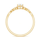 Minimalist Moissanite Leaf Promise Ring with Beaded Detail D-VS1 - Rosec Jewels