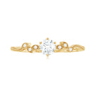 Minimalist Moissanite Leaf Promise Ring with Beaded Detail D-VS1 - Rosec Jewels
