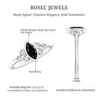Marquise Shape Black Spinel Solitaire Promise Ring AAA - Rosec Jewels