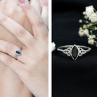 Marquise Shape Black Spinel Solitaire Promise Ring AAA - Rosec Jewels