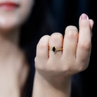 Marquise Shape Black Spinel Solitaire Promise Ring AAA - Rosec Jewels
