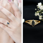 Marquise Shape Black Spinel Solitaire Promise Ring AAA - Rosec Jewels