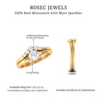 1/2 CT Round Moissanite Minimal Solitaire Ring with Curved Band in Gold Moissanite - ( D-VS1 ) - Color and Clarity - Rosec Jewels