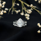 Certified Moissanite Teardrop Engagement Ring Set D-VS1 - Rosec Jewels