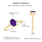 Natural 1 Carat Amethyst Oval Engagement Ring with Diamond Trio AAA - Rosec Jewels