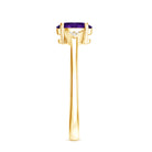 Natural 1 Carat Amethyst Oval Engagement Ring with Diamond Trio AAA - Rosec Jewels
