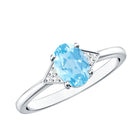 Genuine 1 Carat Aquamarine Oval Engagement Ring with Diamond AAA - Rosec Jewels