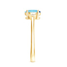 Genuine 1 Carat Aquamarine Oval Engagement Ring with Diamond AAA - Rosec Jewels