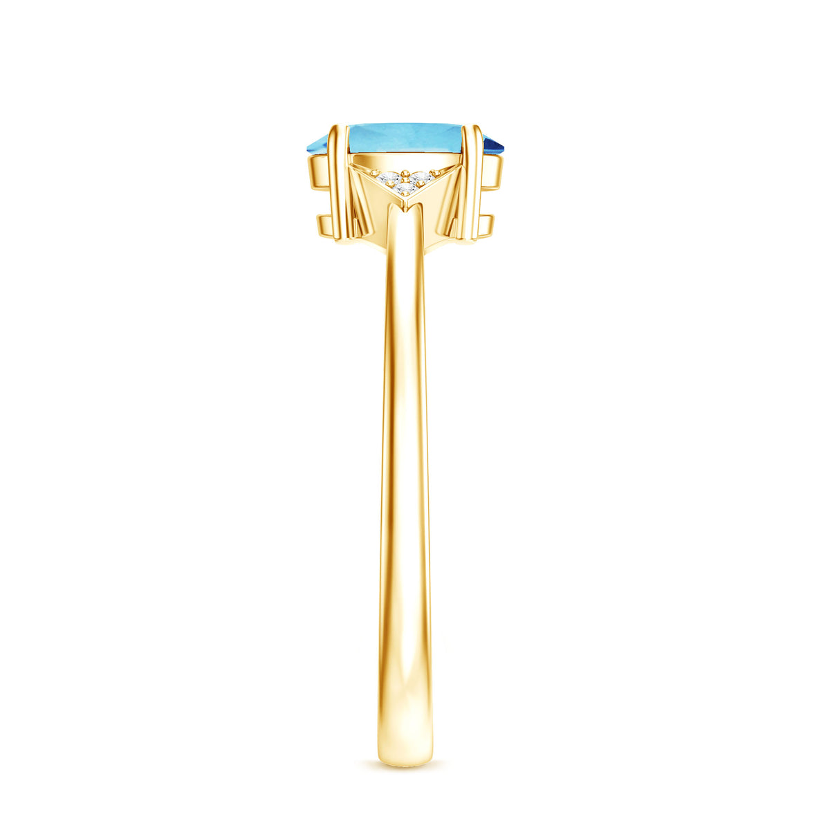 Genuine 1 Carat Aquamarine Oval Engagement Ring with Diamond AAA - Rosec Jewels