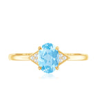 Genuine 1 Carat Aquamarine Oval Engagement Ring with Diamond AAA - Rosec Jewels