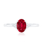 Rosec Jewels-6X8MM Oval Lab Created Ruby Solitaire Ring with Diamonds