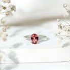 1 Carat Pink Tourmaline Oval Engagement Ring with Diamond AAA - Rosec Jewels