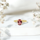 1 Carat Pink Tourmaline Oval Engagement Ring with Diamond AAA - Rosec Jewels