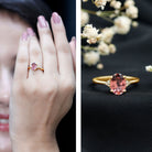 1 Carat Pink Tourmaline Oval Engagement Ring with Diamond AAA - Rosec Jewels