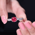 Solitaire Created Ruby Celtic Knot Ring with Diamond AAAA - Rosec Jewels